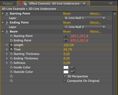 3D After Effects Settings