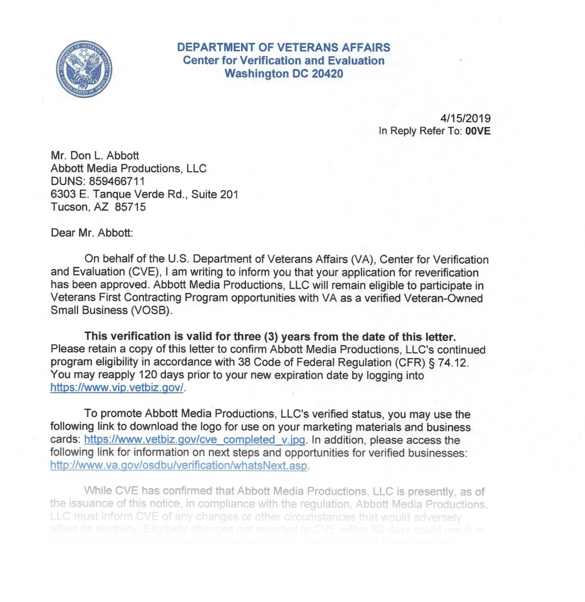 Veteran Owned Small Business Abbott Animated Blog