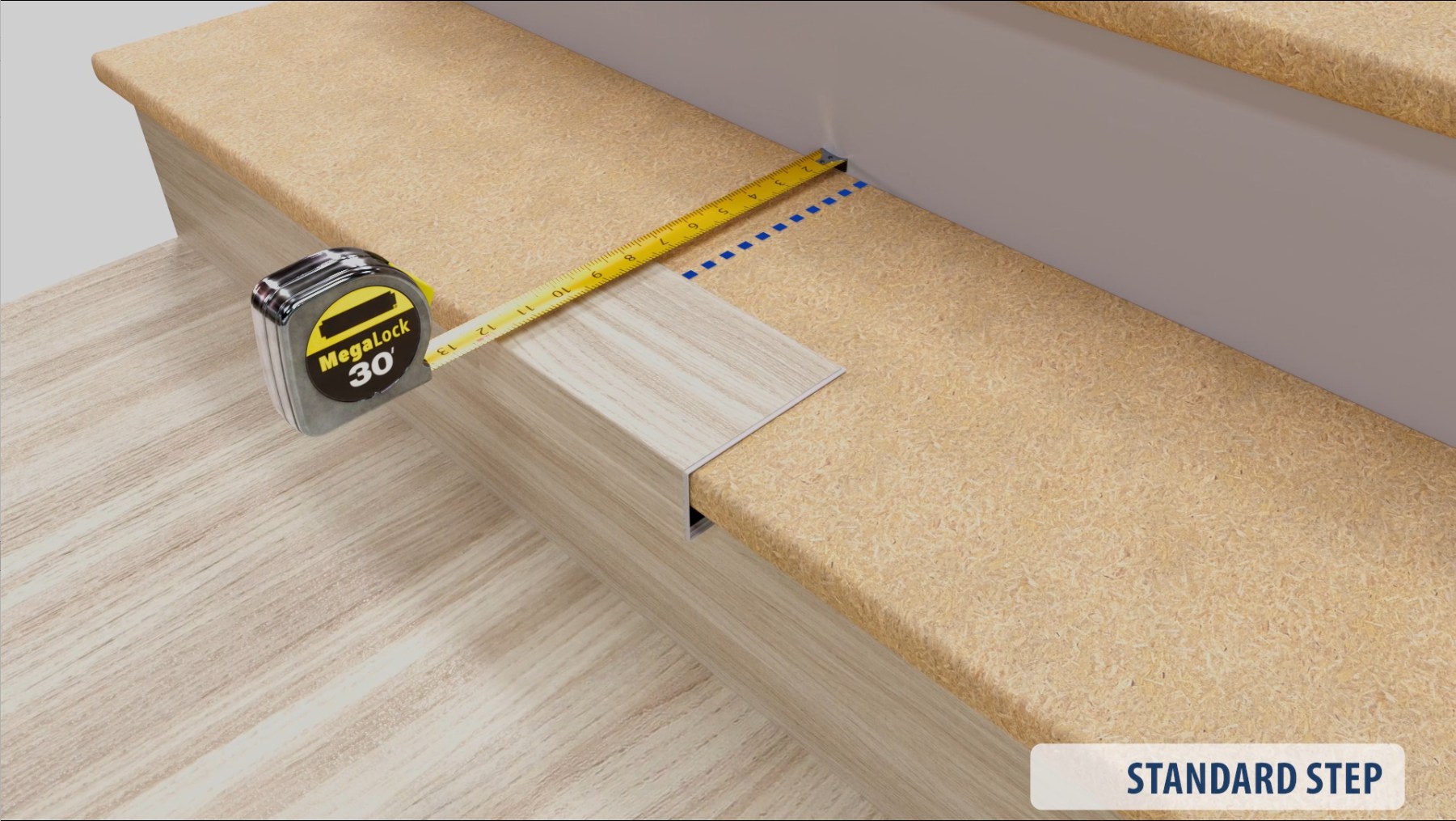 Measuring stair tread